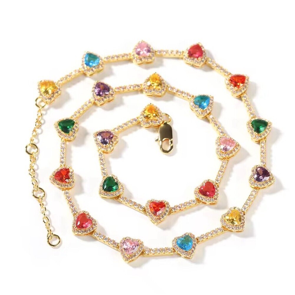 Colorful heart necklace 16inch